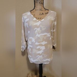 Premise Beige and Black Patterned Knit Top